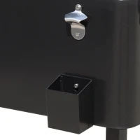 Outsunny Enfriador de Bebidas de Acero con Ruedas Abridor de Botellas y Drenaje para Exterior Patio y Jardín 75,7 L Negro(m-9)
