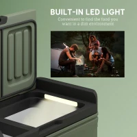 Outsunny 33L Car Fridge Freezer Dual Zone, Portable Camping Fridge 12V/24V DC & 100-240V AC, Electric Cool Box -20℃-20℃ with Wheels and LED Light, for Travel, RV, Road Trip, Picnic [Energy Class E](m-7)