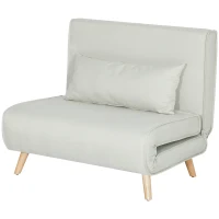 HOMCOM Sillón Cama Plegable con Respaldo Ajustable en 6 Posiciones Almohada Acolchada Carga 350 kg 94x78x80 cm Crema(m-11)