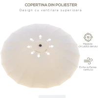 Outsunny Umbrela de Gradina sau Terasa cu manivela Ф255cm Reglabila, Crem Alb(m-6)