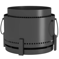 Outsunny Smokeless Fire Pit with Ash Catcher, 37cm Portable Wood Burning Firepit with Poker for Garden Camping Bonfire Party, Metal, Dark Grey(m-1)