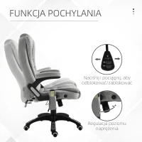 Vinsetto fotel do masażu, krzesło biurowe z funkcją masażu, krzesło do gier, fotel biurowy z regulacją wysokości, ergonomiczne krzesło obrotowe, kółka z PU, kolor szary, 67 x 74 x 107–116 cm krzesło dyrektorskie krzesło obrotowe(m-5)