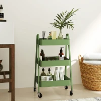 HOMCOM Three-Tier Storage Trolley - Green(m-9)