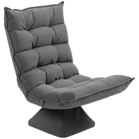 HOMCOM Fauteuil relax fauteuil salon design capitonné inclinaison dossier réglable pivotant 360° revêtement lin gris chiné(m-1)