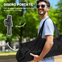 Outsunny Conjunto de Mesa y 4 Sillas de Camping Plegables con Bolsillos Laterales y Bolsa de Transporte Estructura Metálica Gris(m-7)