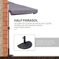 Outsunny Umbrela semicirculara pentru gradina cu manivela, 230x130x249cm, Gri(m-6)