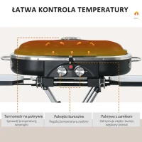 Outsunny Grill gazowy Grillwagen Składany z 2 palnikami, rusztem do grillowania, bocznym blatem, kółkami, 2,34 kW, do ogrodu, balkonu, tarasu, stal nierdzewna, czarny+srebrny, 100 x 41,6 x 82,5 cm(m-4)