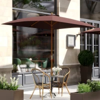 Outsunny Sombrilla Parasol 295x200x255 cm para Jardín Terraza con Mástil de Madera y Toldo de Poliéster 180g/m² Color Café(m-2)