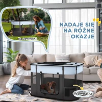 PawHut Składany wybieg dla zwierząt domowych, z torbą do przechowywania, dla szczeniąt i kociąt, do użytku wewnętrznego i zewnętrznego, Szary(m-7)