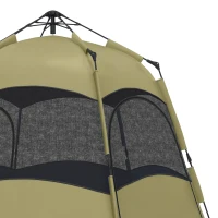 Outsunny Six Man Hexagon Camping Tent with Hang Hook and Carry Bag - Dark Green and Light Grey(m-9)