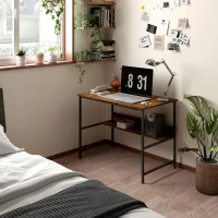 HOMCOM 2-Tier Computer Desk, 100 x 60 cm, Rustic Brown(m-9)