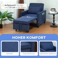HOMCOM Schlafsessel, verstellbar, 3 Positionen, Cordbezug, bis 120 kg, Blau(m-6)