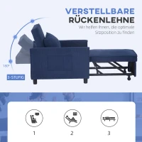 HOMCOM Schlafsessel, verstellbar, 3 Positionen, Cordbezug, bis 120 kg, Blau(m-5)