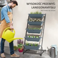 Outsunny Kwietnik na rośliny z donicami, składany, odporny na warunki atmosferyczne, 65 x 67 x 145 cm, Szary + Czarny(m-5)