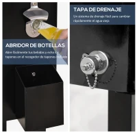 Outsunny Enfriador de Bebidas de Acero con Ruedas Abridor de Botellas y Drenaje para Exterior Patio y Jardín 75,7 L Negro(m-6)