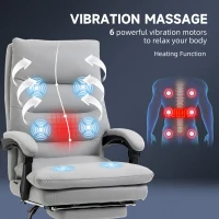 Vinsetto Office Chair with Footrest, Double Padding Ergonomic Desk Chair with 6-Point Vibration Massage and Back Heating, Microfibre Fabric with 135° Reclining Back, Grey(m-4)