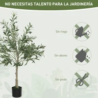 HOMCOM Planta Artificial Decorativa de 120 cm Árbol de Olivo con 450 Hojas y 20 Aceitunas en Maceta para Interior Verde(m-7)