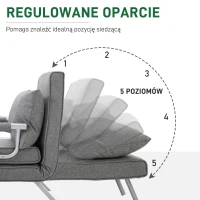 HOMCOM Fotel Rozkładany z funkcją spania Składany fotel sypialny Maksymalny udźwig: 100kg Pięciopozycyjna regulacja oparcia Z poduszką Jasnoszary(m-4)