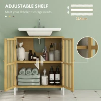HOMCOM Bamboo-Blend Retro Cut-Out Under Sink Cabinet(m-5)