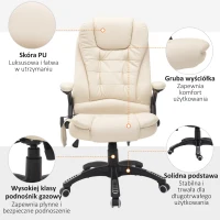 HOMCOM fotel do masażu fotel biurowy fotel obrotowy z funkcja ogrzewania(m-8)