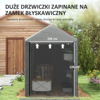 Outsunny Szopa Ogrodowa, Namiot Magazynowy, Mocny i Odporny na Warunki Pogodowe, Stalowy Stelaż, 1,2x1,8x1,6m, Ciemnoszary(m-6)