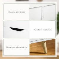 HOMCOM Cómoda com 6 Gavetas e Pés Elevados Cómoda para Dormitório Estilo Moderno Anti-Tombo 120x40x76 cm Branco(m-6)