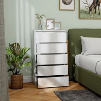 HOMCOM Komoda Sideboard z 5 szufladami, 55 cm szer x 34 cm gł x 100 cm wys, Biała(m-8)