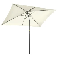 Outsunny Sombrilla de Aluminio 195x295x253 Parasol Rectangular de Jardín Inclinable con Manivela y Poste Desmontable Crema(m-1)