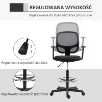 Vinsetto rysunek krzesło z podnóżkiem 5 kół regulowana wysokość siatki stalowej tkaniny czarny(m-4)