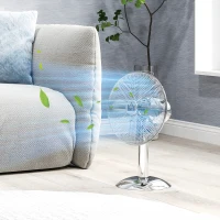 HOMCOM Three-Speed Oscillating Desk Fan - Silver-Tone(m-9)