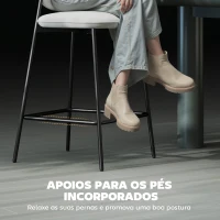 HOMCOM Conjunto de 2 Bancos de Bar Bancos Altos de Cozinha com Apoio para os Pés Estofados em Veludo 45x49x102 cm Cinza Claro(m-5)