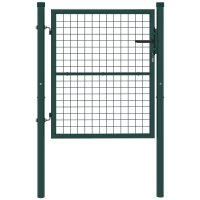 Outsunny Porta de Jardim 97x150 cm Porta para Vedação de Barra de Aço com Puxador Fechadura e 3 Chaves para Exterior Pátio Verde