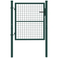 Outsunny Porta de Jardim 97x150 cm Porta para Vedação de Barra de Aço com Puxador Fechadura e 3 Chaves para Exterior Pátio Verde(m-1)