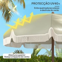 Outsunny Chapéu de Sol de Praia Ø190x210 cm com 8 Varas Abertura Manual Anti-UV Impermeável e Bolsa de Transporte para Jardim Verde(m-4)