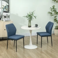 HOMCOM Conjunto de 2 Cadeiras de Jantar Modernas Cadeiras de Cozinha com Assento Acolchoado e Estofado Encosto Curvo 45x57x86 cm Azul Escuro(m-2)