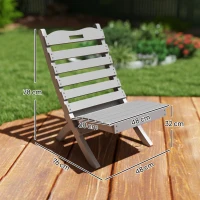 Outsunny Cadeira de Jardim em Madeira com Desenho de Ripas e Encosto Inclinado Carga 120 kg 78x48x76 cm Cinzento(m-3)