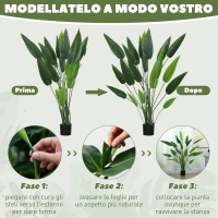 HOMCOM Pianta Artificiale Verde di Uccello del Paradiso da 20 Foglie di 140 cm con Vaso, in PE, PEVA e PP(m-6)