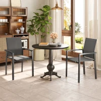 Outsunny Conjunto de 2 Cadeiras de Jardim Empilháveis com Tecido Transpirável e Estrutura em Aço 56x58x89 cm Cinzento Escuro(m-8)