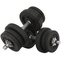 HOMCOM Dumbbell Set 25KG met Gewichtsschijven - Staal, Kunstleder, Zwart