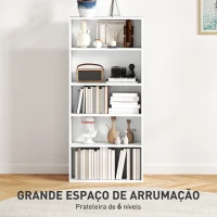 HOMCOM Estante de 5 Níveis Estante para Livros com 2 Prateleiras Ajustáveis para Sala de Estar Escritório Quarto 60x24x133,5 cm Branco(m-4)