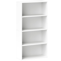 HOMCOM Estante de 4 Níveis Estante para Livros com 2 Prateleiras Ajustáveis para Sala de Estar Escritório Quarto 60x24x115,5 cm Branco
