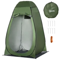 Outsunny Tenda de Duche Tenda de Privacidade Portátil com 1 Gancho Bolso Bolsa de Transporte e UV20+ 126x124x189 cm Verde(m-11)