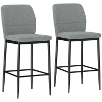 HOMCOM Conjunto de 2 Bancos de Bar Bancos Altos de Cozinha com Encosto e Apoio para os Pés Estofados em Veludo 41x52x97 cm Cinza(m-1)