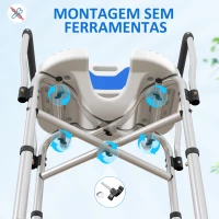 HOMCOM Assento de Duche para Pessoas Idosas com Assento Ranhurado Altura Ajustável Banco de Duche 53x41,5x91,5 cm Azul(m-9)