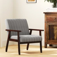 HOMCOM Mid Century Accent Chair, with Wooden Legs - Grey(m-7)