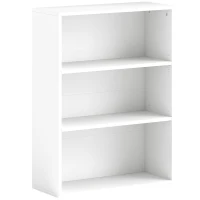 HOMCOM Estante de 3 Níveis Estante para Livros com 2 Prateleiras Ajustáveis para Sala de Estar Escritório Quarto 60x24x80 cm Branco(m-1)