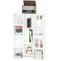 HOMCOM Estante de 3 Níveis Estante para Livros com 11 Compartimentos Desenho Vertical ou Horizontal 74,3x24x106 cm Branco(m-11)