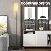 HOMCOM Lampa podłogowa, abażur w optyce lnu, metalowy słup, przełącznik nożny, Biały(m-4)