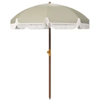 Outsunny Chapéu de Sol de Praia Ø190x210 cm com 8 Varas Abertura Manual Anti-UV Impermeável e Bolsa de Transporte para Jardim Verde(m-1)
