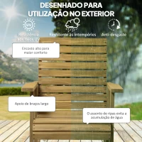 Outsunny Cadeira de Baloiço de Madeira com  Desenho de Ripas Suporta até 130 kg para Jardim Varanda Alpendre 86x64x85 cm Madeira(m-6)